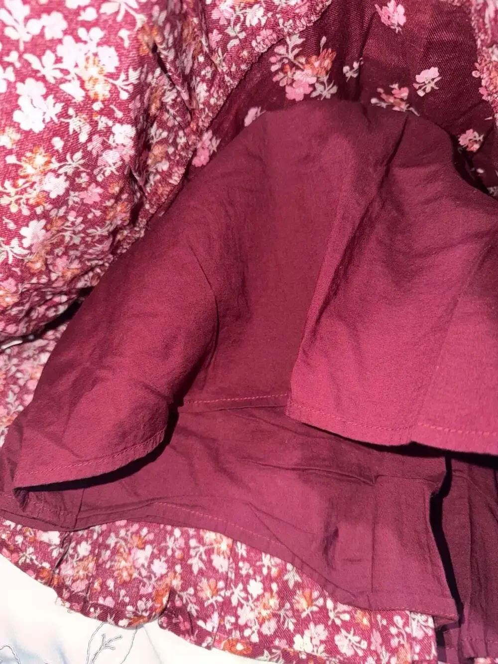 Gymboree Girls Long Sleeve Tiered Floral Twill Dress Burgundy Size 6